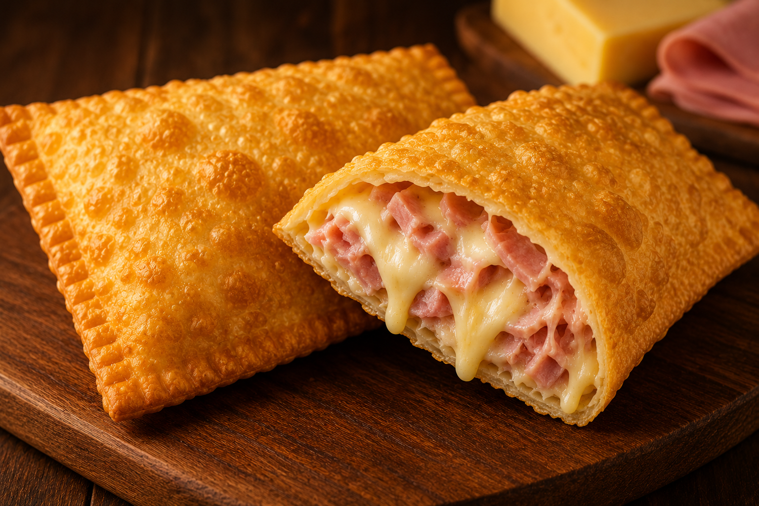 Pastel de queijo e presunto 