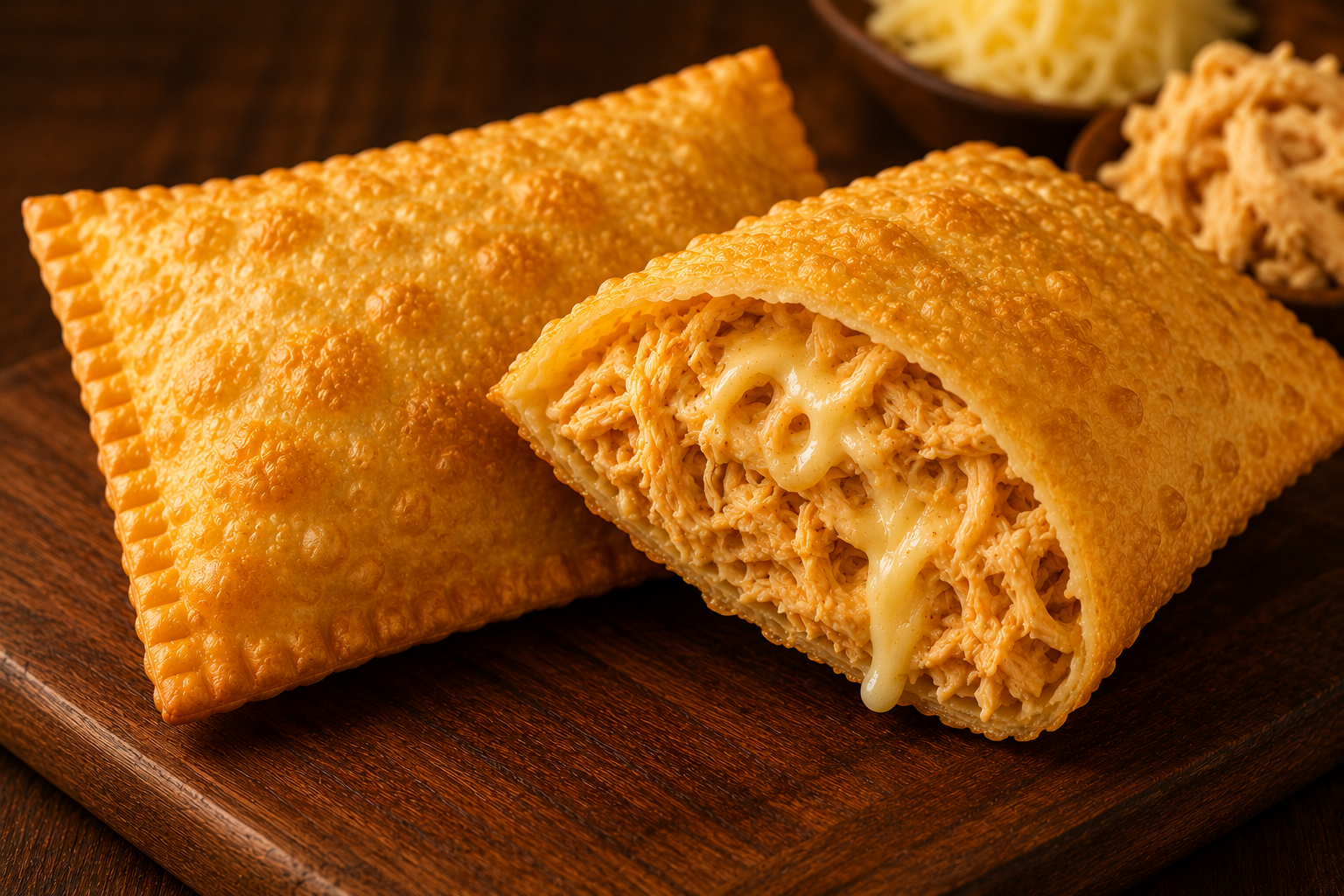 Pastel de frango com queijo 
