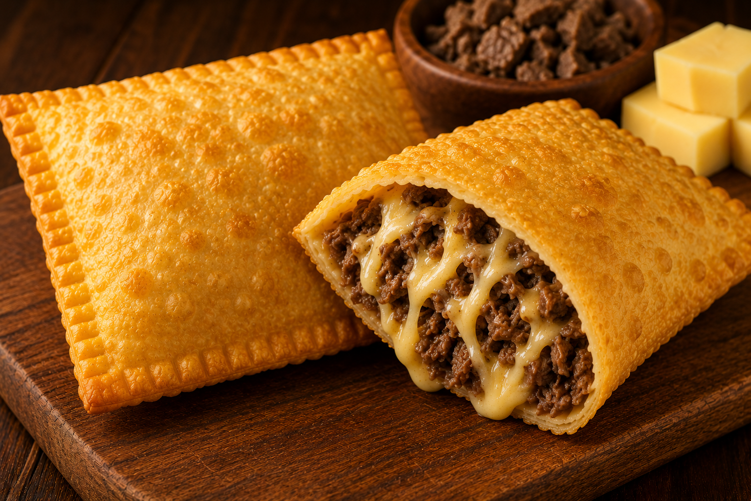 Pastel de carne com queijo 